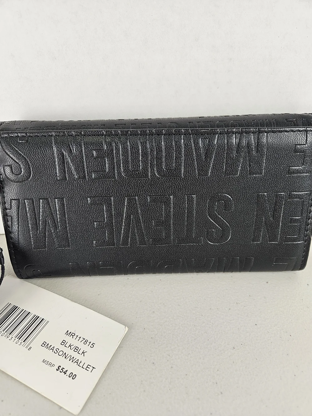 NWT Steve Madden Black Logo-Embossed Wristlet Wallet With Strap